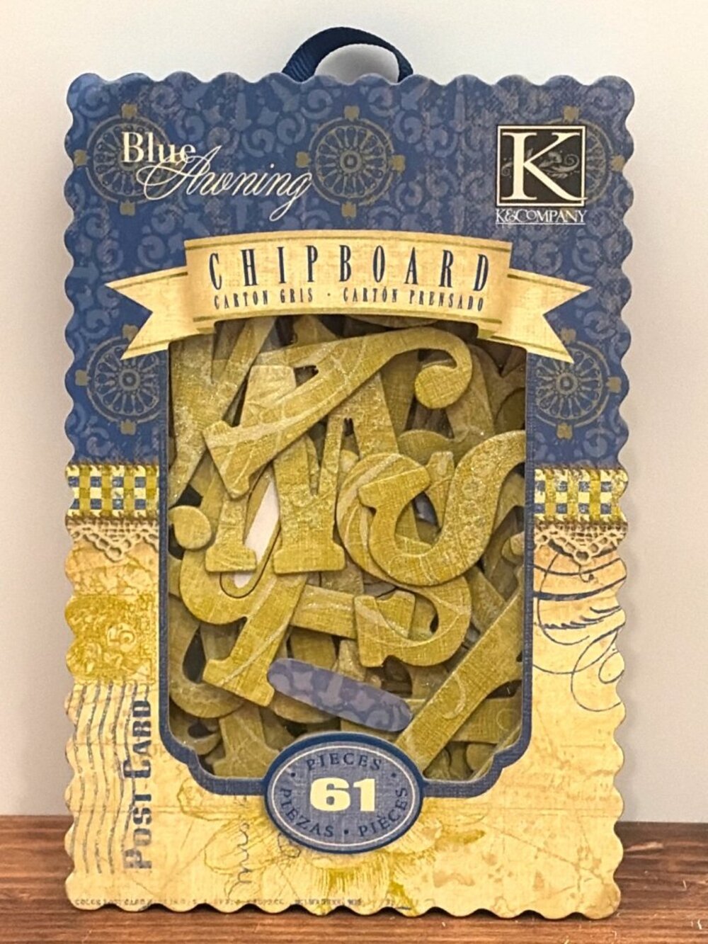 K&COMPANY Blue Awning Chipboard Alphabet Letters 61 Pieces 566811 GLITTERY